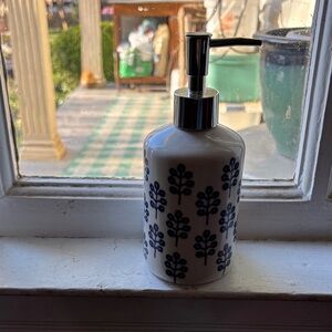 Blue Floral Ceramic Soap Dispenser